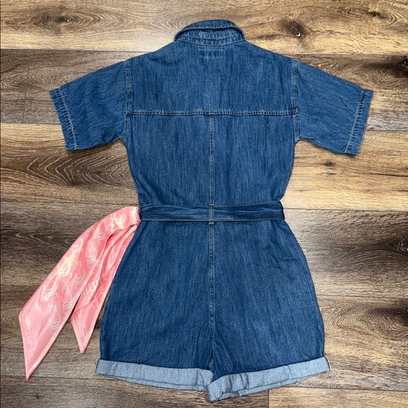NWT Juicy Couture Medium Washed Belted Romper with Pink All Over Scarf Size S - Picture 3 of 15